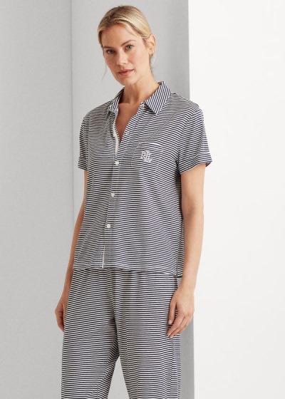 Women's Ralph Lauren Striped Cotton Capri Pajama Sets | 374628BDA